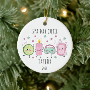 Spa Day Cutie Personalized Kid Ceramic Ornament
