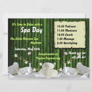 Spa Day For Employees Custom Invitations