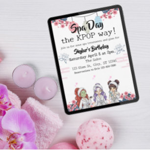 Spa Day the KPOP Way birthday Invitation