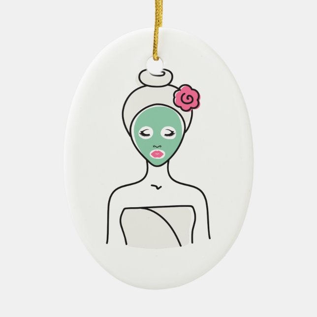 Spa Facial Woman Ceramic Ornament (Front)