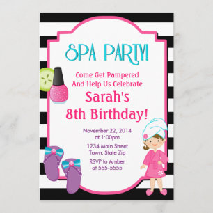 Spa Fête Invitation Anniversaire 5x7 Carte