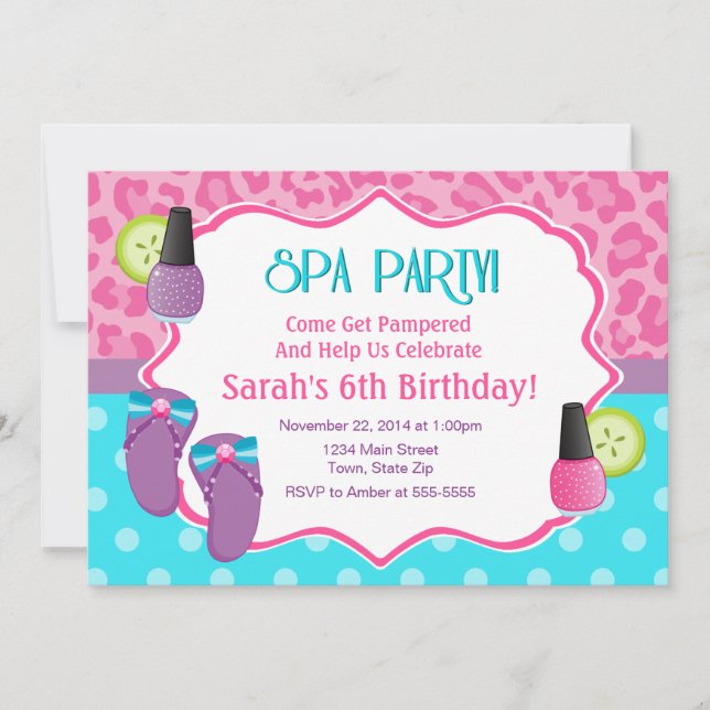 Spa Fête Invitation Anniversaire 5x7 Carte (Devant)