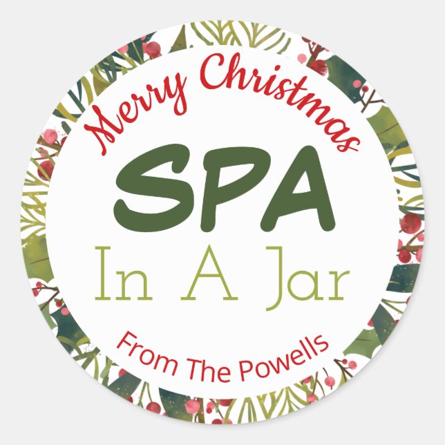 Spa In A Jar Christmas Idea Classic Round Sticker (Front)