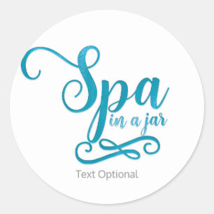SPA in a jar Teal Personalized Custom Gift Basket Classic Round Sticker