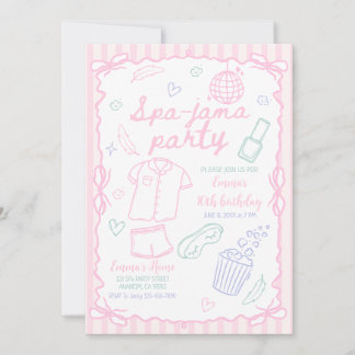 Spa-jama Sleepover Birthday Girl Spa Party Invitation