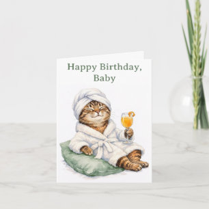 Spa Kitty Birthday Card