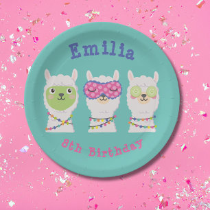 Spa llama party, llama pajama paper plate