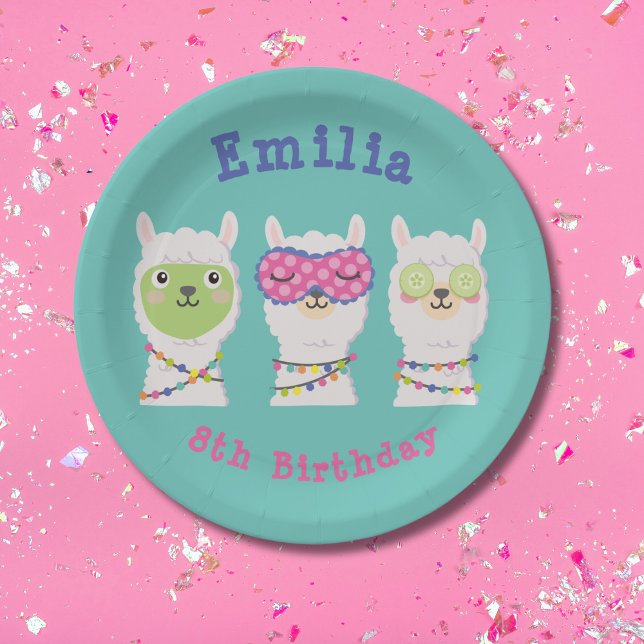 Spa llama party, llama pajama paper plate (Creator Uploaded)