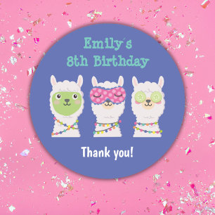 Spa llama party, pajama party classic round sticker