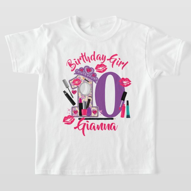 Spa Make up Birthday Girl | custom age T-Shirt (Laydown)