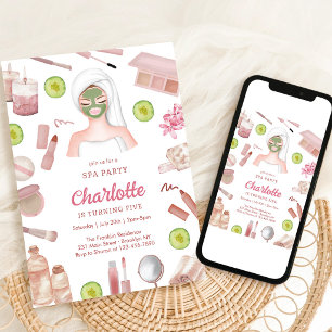 Spa Makeup Party Girl Birthday Invitation