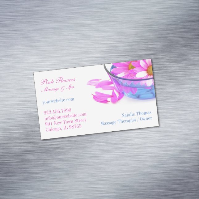 Spa Massage Flowers Magnetic Business Card (In Situ)