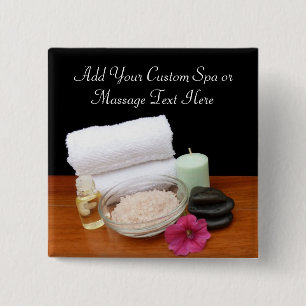 Spa/Massage/Pedicure Salon Scene Black/Colour 2 Inch Square Button
