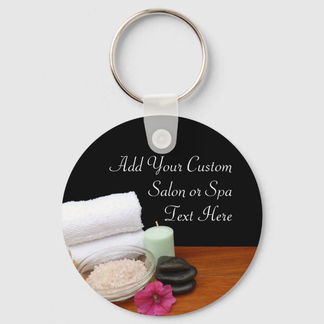 Spa/Massage/Pedicure Salon Scene Black/Colour Keychain (Front)