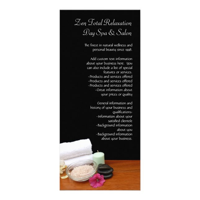 Spa/Massage/Pedicure Salon Scene Black/Colour Rack Card (Front)