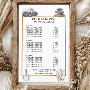 Spa Massage Price List Services Watercolor 