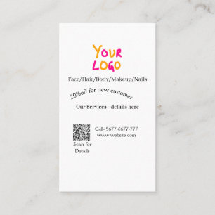 Spa massage salon discount offer services contact business card