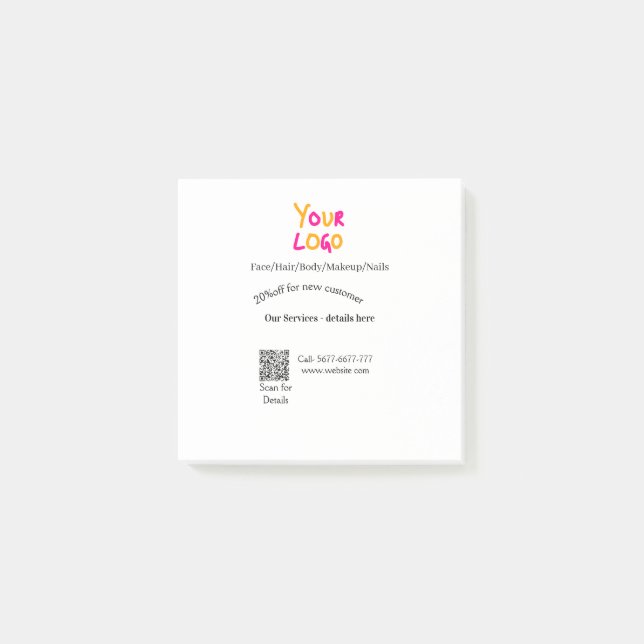 Spa massage salon discount offer services contact  post-it notes (Front)