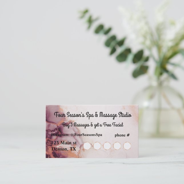 Spa, Massage, Salon, Nail Salon Loyalty Punch Card (Standing Front)