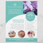 Spa massage wellness centre aqua promo flyer<br><div class="desc">Pamper event spa massage promo flyer. Template beauty massage spa treatment promotional marketing flyer,  ready for you to personalize with your own promotional text,  logo,  photos if required,  products,  services and business details. Other matching items available. Uniquely designed by www.mylittleeden.com</div>