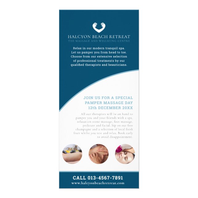 Spa massage wellness promotional marketing rack card (Front)
