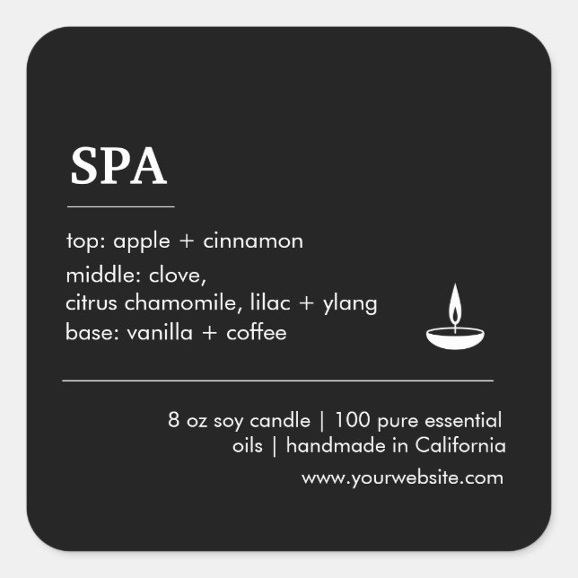 Spa noir et blanc ingrédients produits étiquette (Devant)