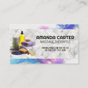 Spa Oils Herbs Bath Salts   Watercolor   Marble Business Card