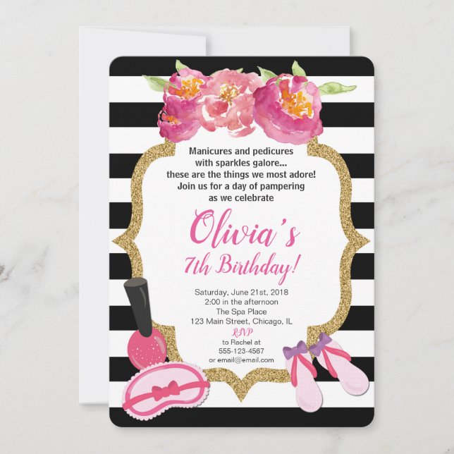 Spa ou invitation à l'anniversaire de maquillage (Devant)