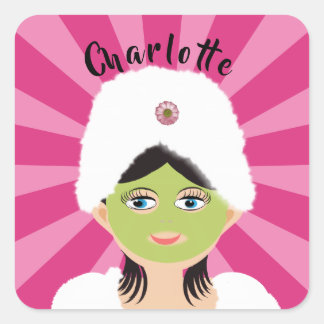 Spa Pamper Girly Kids Cute Happy Birthday Party Sq Square Sticker