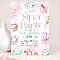 Spa Pamper Glam Party Birthday Invitation