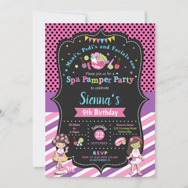 Spa Pamper Party Anniversaire Invitations Filles (Devant)