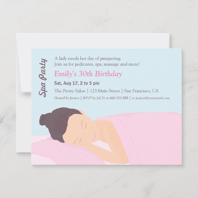Spa Pampering Girls Anniversaire Invitations (Devant)