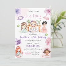 Spa Party Birthday Invitation