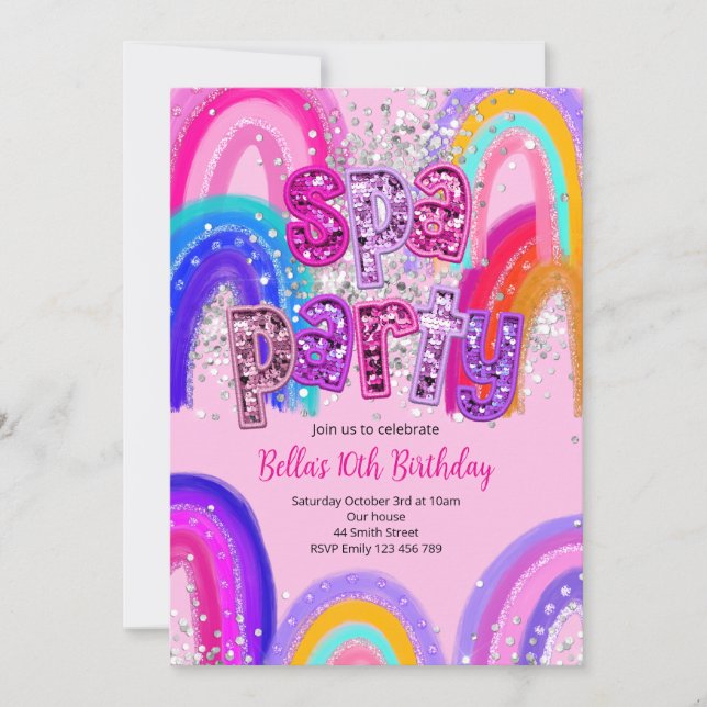 Spa Party Birthday Invitation (Front)