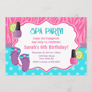 Spa Party Birthday Invitation 5x7 Card