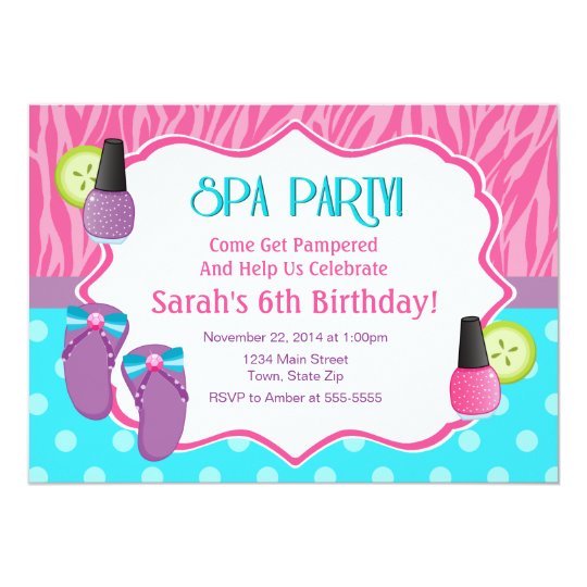 Spa Party Birthday Invitation 5x7 Card