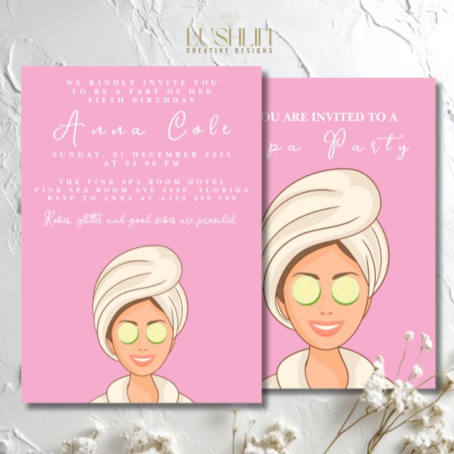 Spa Party Birthday Pamper Day Kids Invitation (Creator Uploaded)