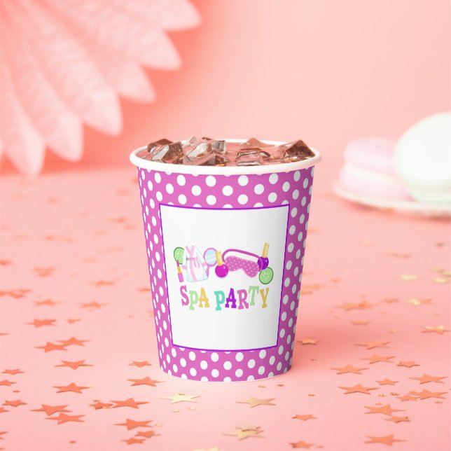 Spa Party Birthday Paper Cup - WH (Insitu)