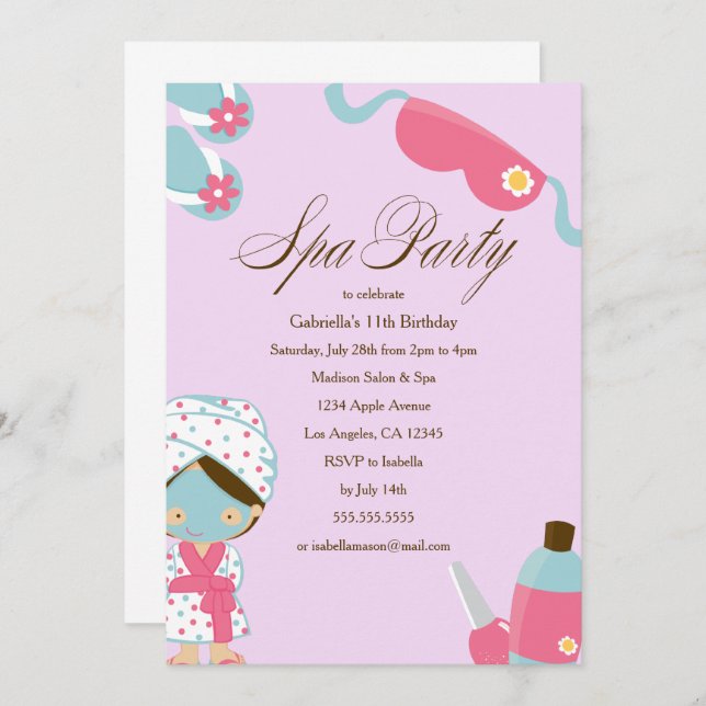 Spa Party | Birthday Party Invitation (Front/Back)