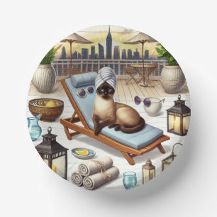 Spa party for Siamese Cat Lovers Paper Plate