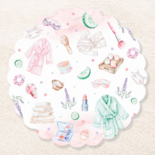 Spa Party Girl Birthday Paper Coaster