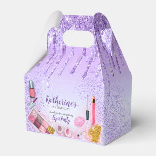 Spa Party Glam Girl Birthday Party Salon Purple Favor Box