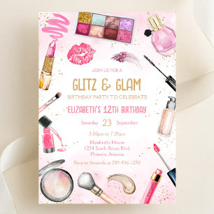 Spa Party Glitz and Glam Birthday Invitation