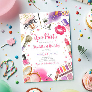 Spa Party Glitz and Glam Birthday Invitation