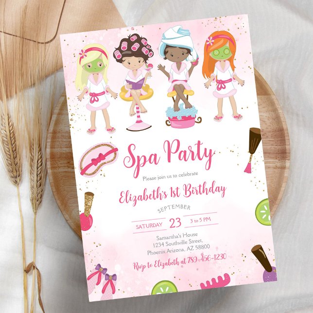 Spa Party Glitz and Glam Birthday Invitation (Creator Uploaded)