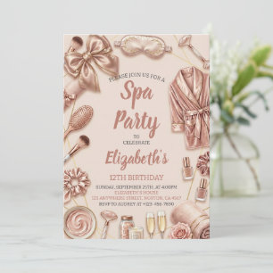 Spa Party Glitz Glam Glamour Girl Makeup Birthday Invitation
