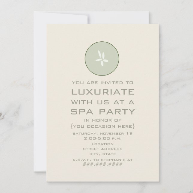 Spa Party Invitation - Cucumber (Front)