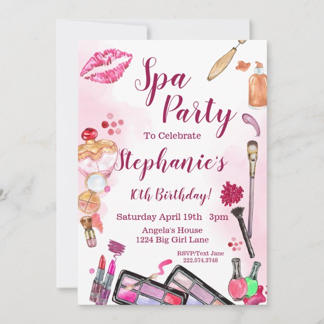 Spa Party Invitation, Editable Birthday Any Age Invitation (Front)