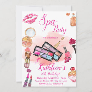 Spa Party Invitation, Editable Birthday Any Age Invitation