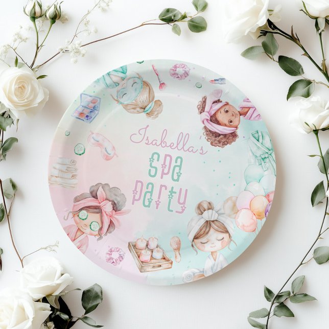 Spa party Pamper party pastel Birthday party Paper Plate (Creator Uploaded)